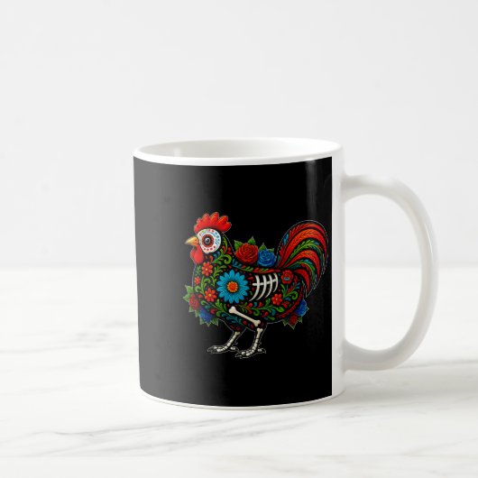 Sugar Skull Chicken Dia De Muertos Halloween Day O Kaffeetasse (Rechts)