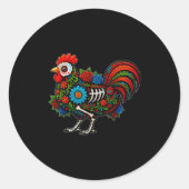 Sugar Skull Chicken Dia De Muertos Halloween Day O Runder Aufkleber (Vorderseite)