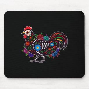 Sugar Skull Chicken Dia De Muertos Halloween Tag O Mousepad