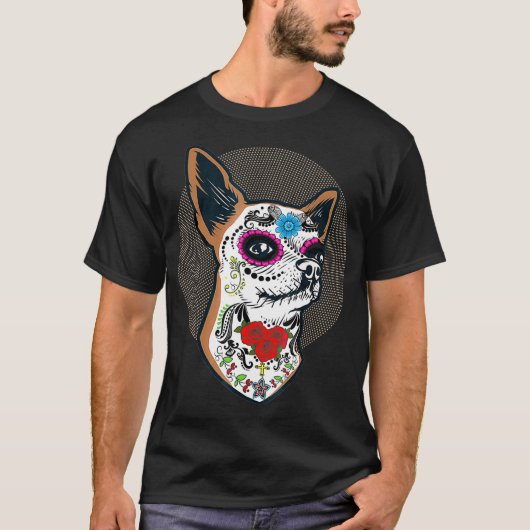 Sugar Skull Chihuahua Dog Perro Calavera T-Shirt (Vorderseite)