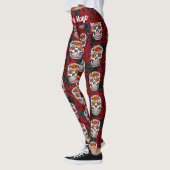 Sugar Skull Cinco de Mayo Red Floral Leggings (Links)