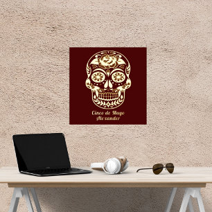 Sugar Skull Cinco de Mayo Red Ihr Name Gold Foliendrucke