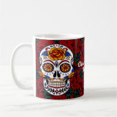 Sugar Skull Cinco de Mayo Rote Blume Name Kaffeetasse (Links)