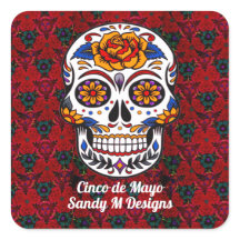 Sugar Skull Cinco de Mayo Rote Blume Name