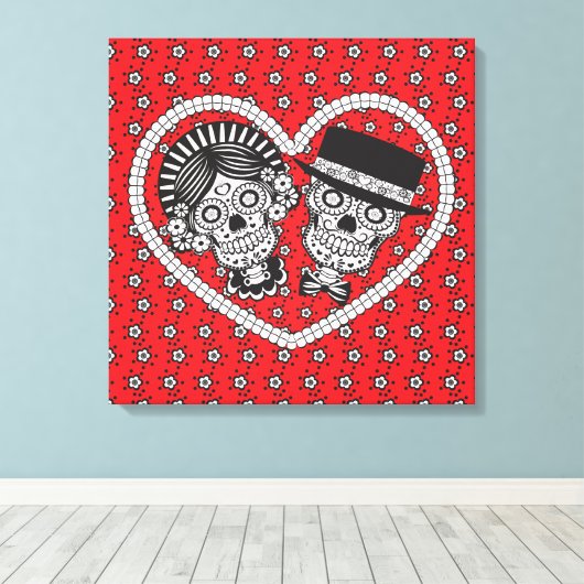 Sugar Skull Couple Leinwanddruck (Insitu (Holzboden))