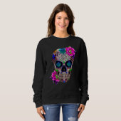 Sugar Skull Day Of The Dead Cool Bone Head Skulls  Sweatshirt (Vorne ganz)