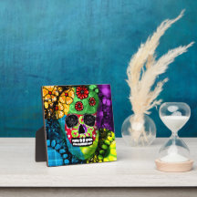 Sugar Skull Day of the Dead Floral Green Blue