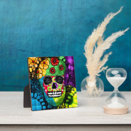 Sugar Skull Day of the Dead Floral Green Blue Fotoplatte