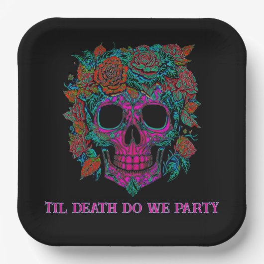 Sugar Skull Day of the Dead halloween Pappteller (Vorderseite)