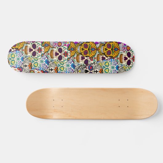 Sugar Skull Day of the Dead Halloween Skateboard (Horizontal)