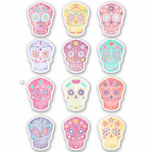Sugar Skull Day of the Dead Sticker (Vorderseite)