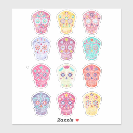 Sugar Skull Day of the Dead Sticker (Blatt)
