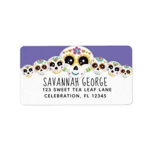 Sugar Skull Dia de La Muerte Halloween Geburtstag Adressaufkleber