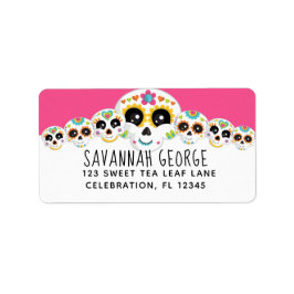 Sugar Skull Dia de La Muerte Halloween Geburtstag Adressaufkleber