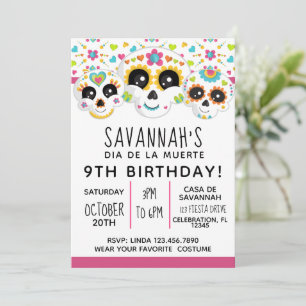 Sugar Skull Dia de La Muerte Halloween Geburtstag  Einladung