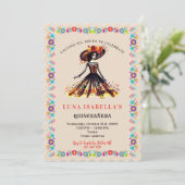 Sugar Skull Dia de los Muertos Day of the Dead Einladung (Stehend Vorderseite)