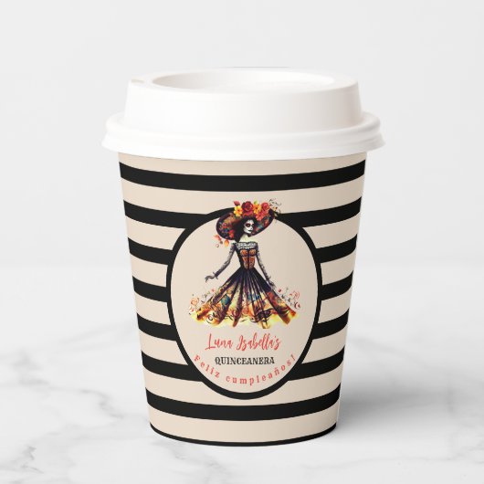 Sugar Skull Dia de los Muertos Day of the Dead Pappbecher (Rückseite)