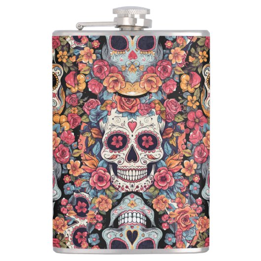 Sugar Skull Dia de Los Muertos Flachmann (Vorderseite)