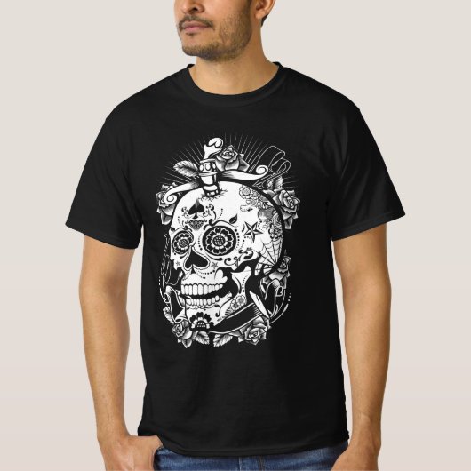Sugar Skull - Día de los Muertos Halloween T-Shirt (Vorderseite)