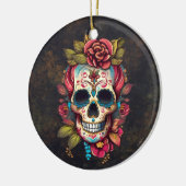 Sugar Skull Dia de los Muertos Keramik Ornament (Links)