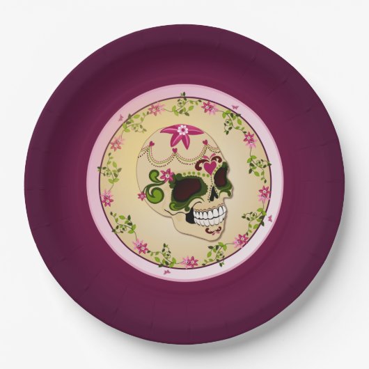 Sugar Skull Día De Los Muertos Pappteller (Vorderseite)