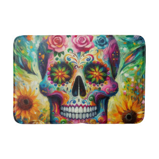 Sugar Skull Dia De Los Muertos Tag der Toten Badematte