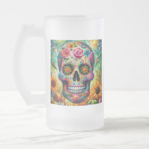 Sugar Skull Dia De Los Muertos Tag der Toten Mattglas Bierglas