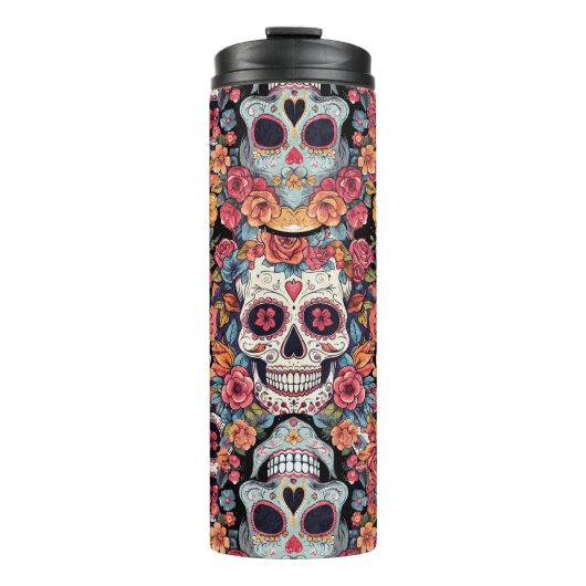 Sugar Skull Dia de Los Muertos Thermosbecher (Vorderseite)