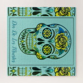 Sugar Skull Dia de Los Muertos Turquoise Puzzle (Horizontal)