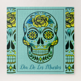 Sugar Skull Dia de Los Muertos Turquoise Puzzle