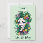 Sugar Skull Dia de Muertos Quinceañera Geburtstag Einladung (Vorderseite)