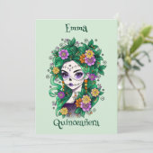 Sugar Skull Dia de Muertos Quinceañera Spanisch Einladung (Stehend Vorderseite)