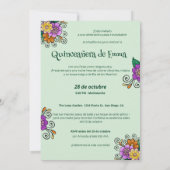 Sugar Skull Dia de Muertos Quinceañera Spanisch Einladung (Rückseite)