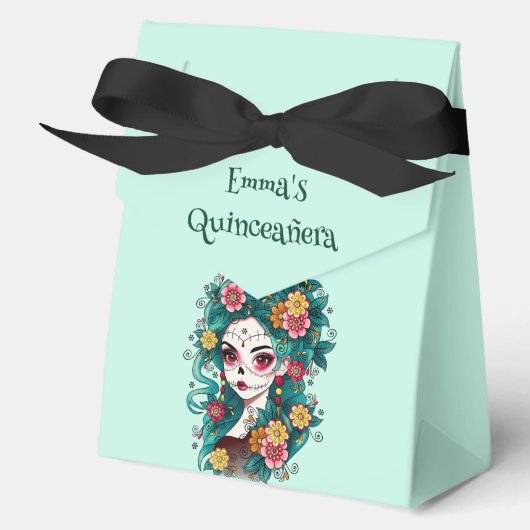 Sugar Skull Dia de Muertos Quinceañera Spanisch Geschenkschachtel (Vorderseite)