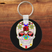 Sugar Skull Diamond Eyes Button Schlüsselanhänger (Vorderseite)