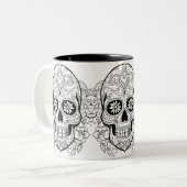 Sugar Skull Dios de los Muertos Halloween Zweifarbige Tasse (Vorderseite Links)