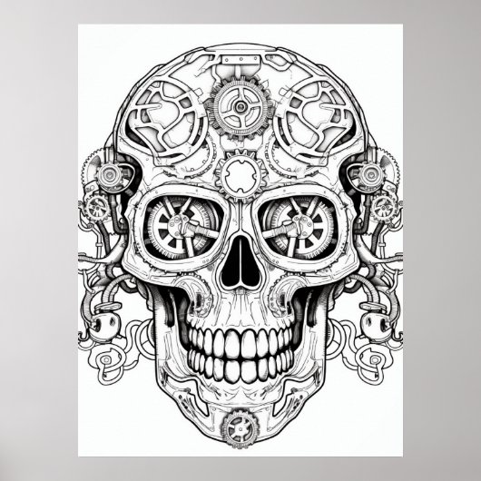 Sugar Skull Drawing Art for Kids + Adults Wall Poster (Vorne)
