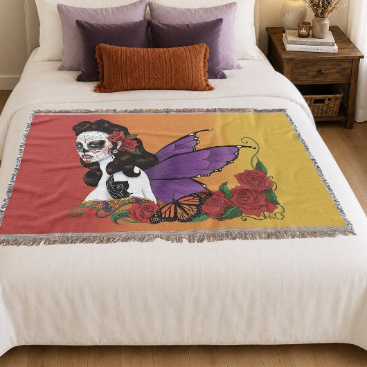 Sugar Skull Fairy Sunset Decke