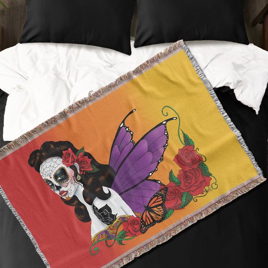 Sugar Skull Fairy Sunset Decke