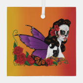 Sugar Skull Fairy Sunset Ornament Aus Glas (Rückseite)