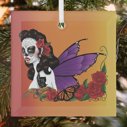 Sugar Skull Fairy Sunset Ornament Aus Glas