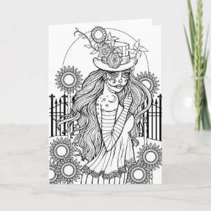 Sugar Skull Farbe es Sie selbst Halloween Art Karte