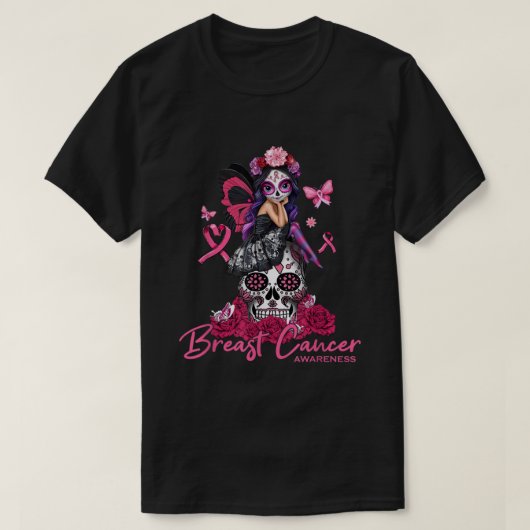 Sugar Skull Fight Breast Cancer Awareness Like A G T-Shirt (Design vorne)