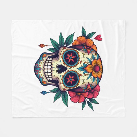Sugar Skull Fleece Blanket (Vorderseite (Horizontal))