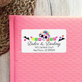 Sugar Skull Floral Calavera Papel Picado Boutique Adressaufkleber