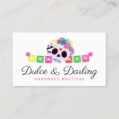 Sugar Skull Floral Calavera Papel Picado Boutique Visitenkarte (Vorderseite)
