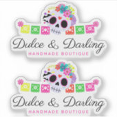 Sugar Skull Floral Calavera Papel Picado Logo Aufkleber (Vorderseite)