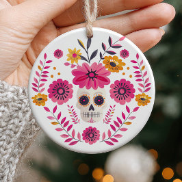 Sugar Skull Floral Cinco de Mayo Foto Keramik Ornament