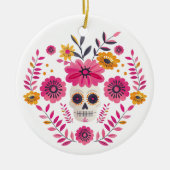 Sugar Skull Floral Cinco de Mayo Foto Keramik Ornament (Vorne)