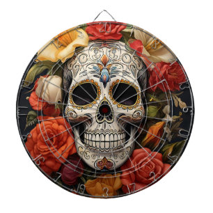 Sugar Skull Floral Dartboard Dartscheibe